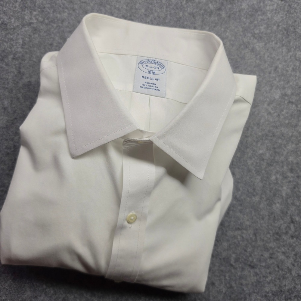 Brooks Brothers 1818 Dress Shirt Mens 16.5-33 Regular White French Cuff Cotton
